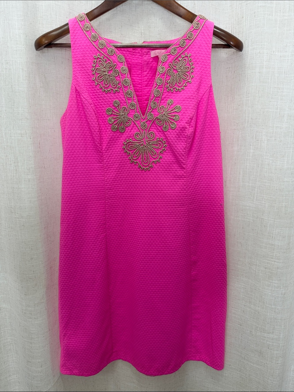 Lilly Pulitzer Fuchsia Gold-Tone Embellished Sleeveless Dress Size 8